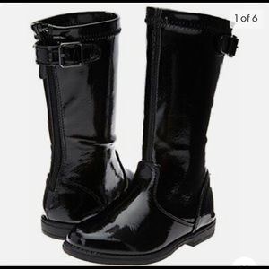 Boots Girls Black Patent Heart Treat Kenneth Cole NEW Little Girls Size 13.5